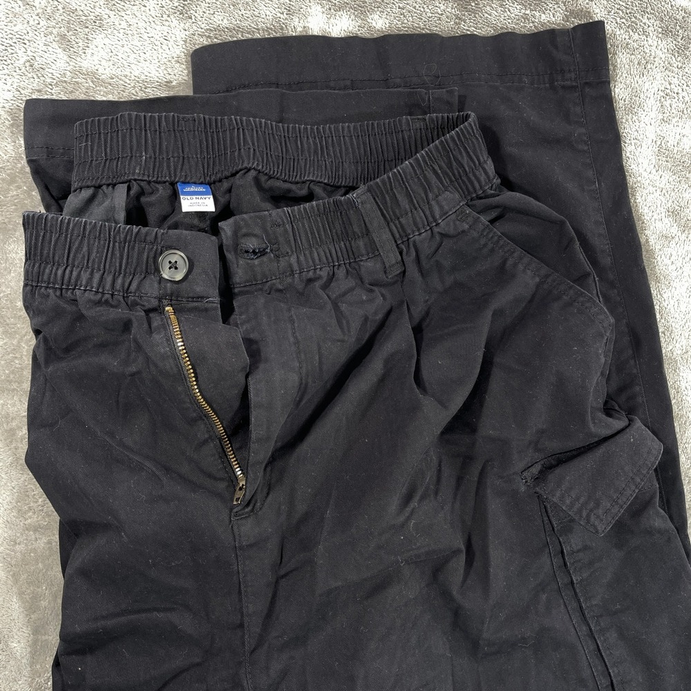 Old Navy Cargo Pants Women Large Black Comfort‎ Waistband Wide Leg Utility